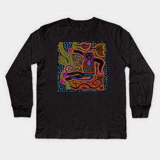 Kuna Indian Shaman Gato Kids Long Sleeve T-Shirt